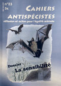 Couverture du n°23 des Cahiers antispécistes, sur la sentience.